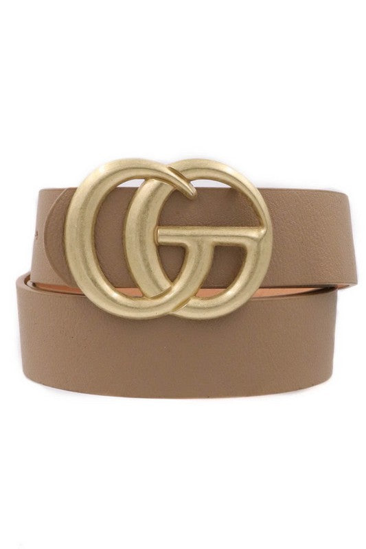 GO Belt Matte Gold Buckle in Taupe