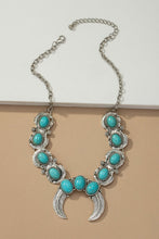 Load image into Gallery viewer, Boho statement necklace with turquoise stones
