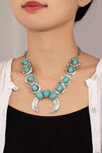 Load image into Gallery viewer, Boho statement necklace with turquoise stones
