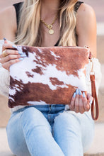 Load image into Gallery viewer, Faux Fur Cow Animal Print Clutch
