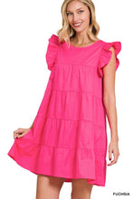 Load image into Gallery viewer, RUFFLED CAP SLEEVE BABYDOLL TIERED MINI DRESS
