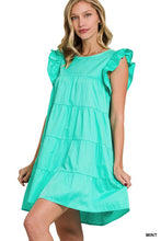 Load image into Gallery viewer, RUFFLED CAP SLEEVE BABYDOLL TIERED MINI DRESS
