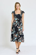 Load image into Gallery viewer, Flutter Sleeve Ditsy Floral Chevron Sundress
