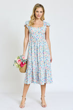 Load image into Gallery viewer, Flutter Sleeve Ditsy Floral Chevron Sundress
