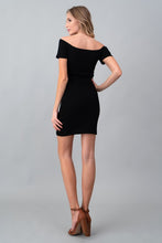 Load image into Gallery viewer, Heather Overwrap Black Dress
