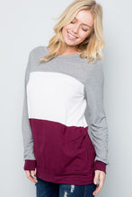 Load image into Gallery viewer, Plus Solid Tri Color Long Sleeve Top
