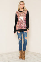 Load image into Gallery viewer, Plus Leopard Solid Contrast Long Sleeve Top
