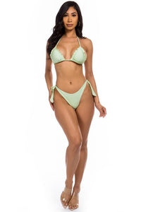 Two-piece bikini halter top
