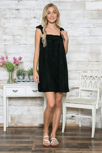 Solid Terry Short Dress with Shoulder Knots